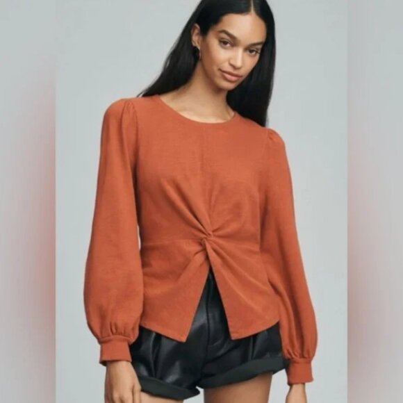 Anthropologie Pilcro Women's Twist Front Sweatshirt Top Copper Size XS - Picture 1 of 11